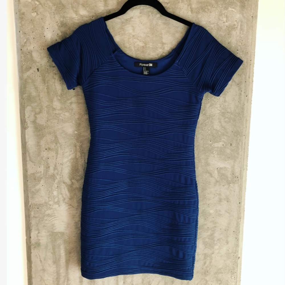 Forever 21 | Blue Ribbed BodyCon Mini Dress - Small
